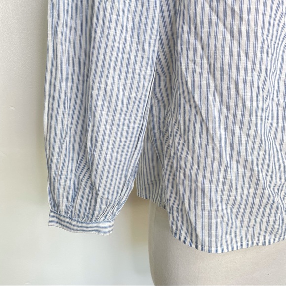 Lucky Brand Off Shoulder Strappy Tie Top Blue White Stripe Boho Medium Crop - Picture 8 of 13